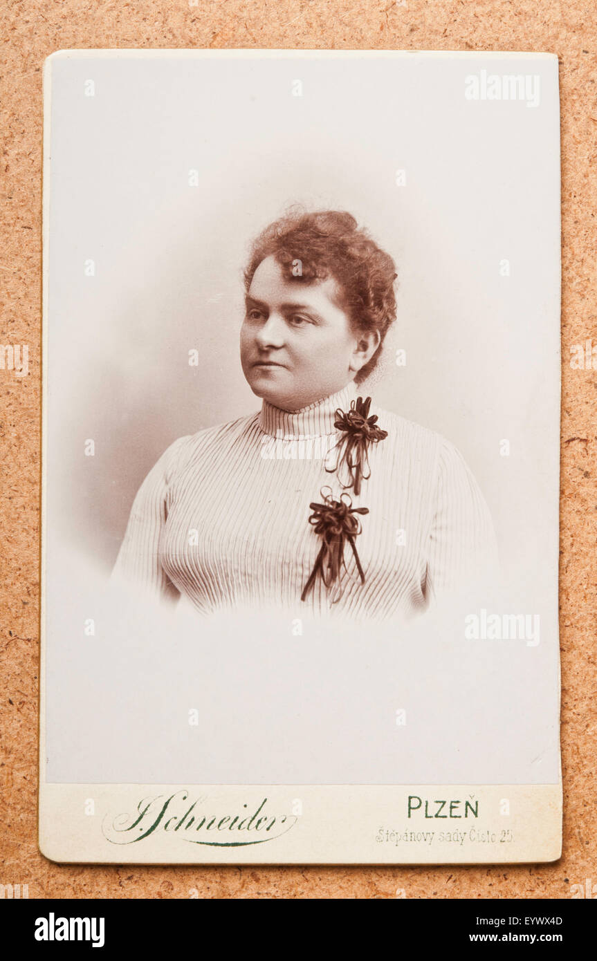 19ème siècle ancien ou cdv carte de visite photo portrait de femme Banque D'Images
