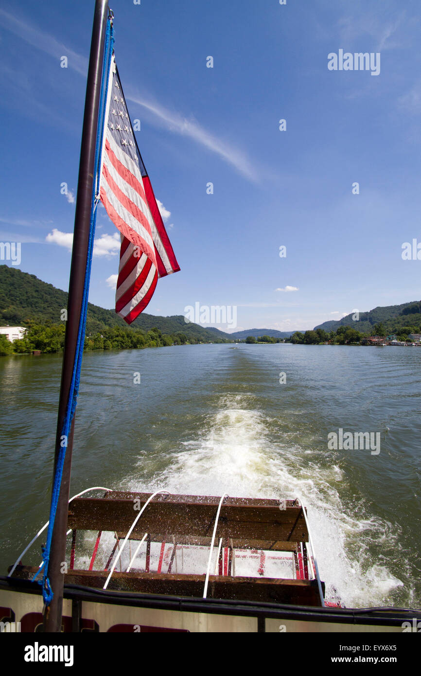 Sur les grands bateaux à aubes Kanawha river. Banque D'Images