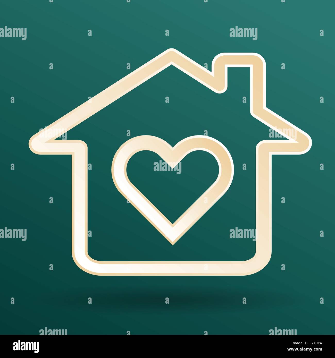 Accueil les symboles abstraits et coeur sur fond sombre comme heureux famille amour concept illustration vectorielle. Illustration de Vecteur