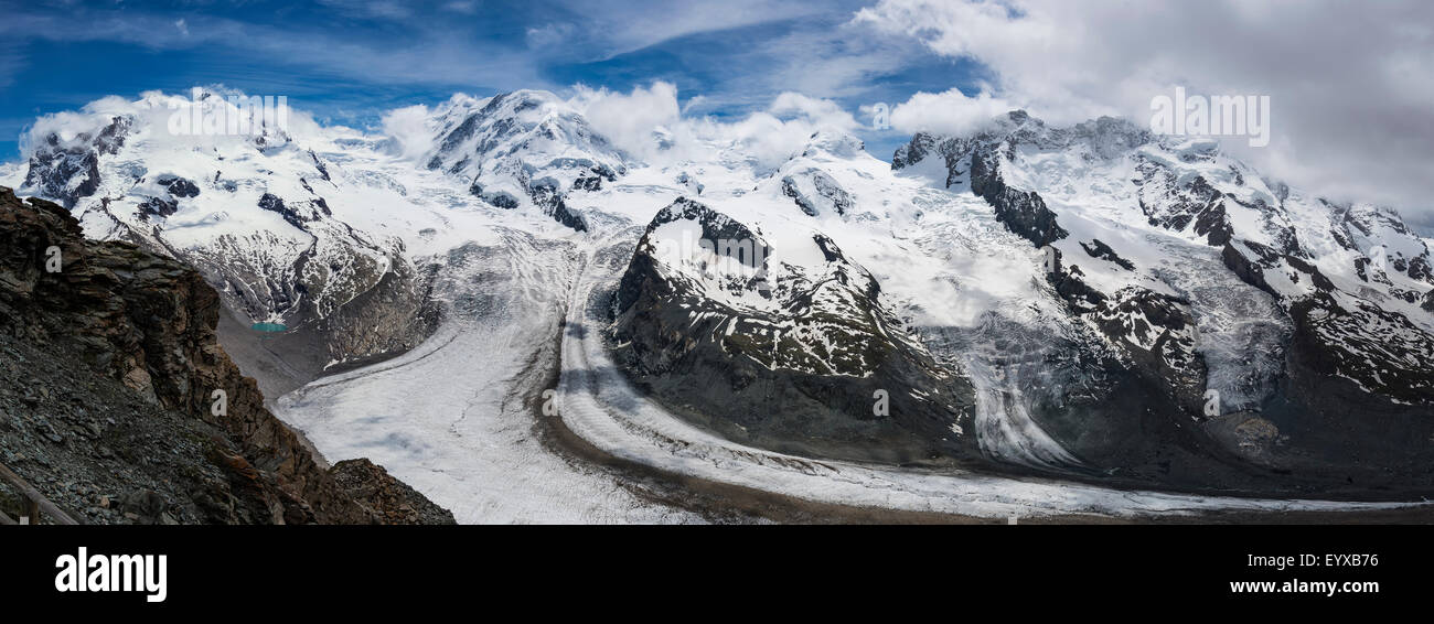 Vue panoramique sur les glaciers du haut du chemin de fer Gornograt Banque D'Images