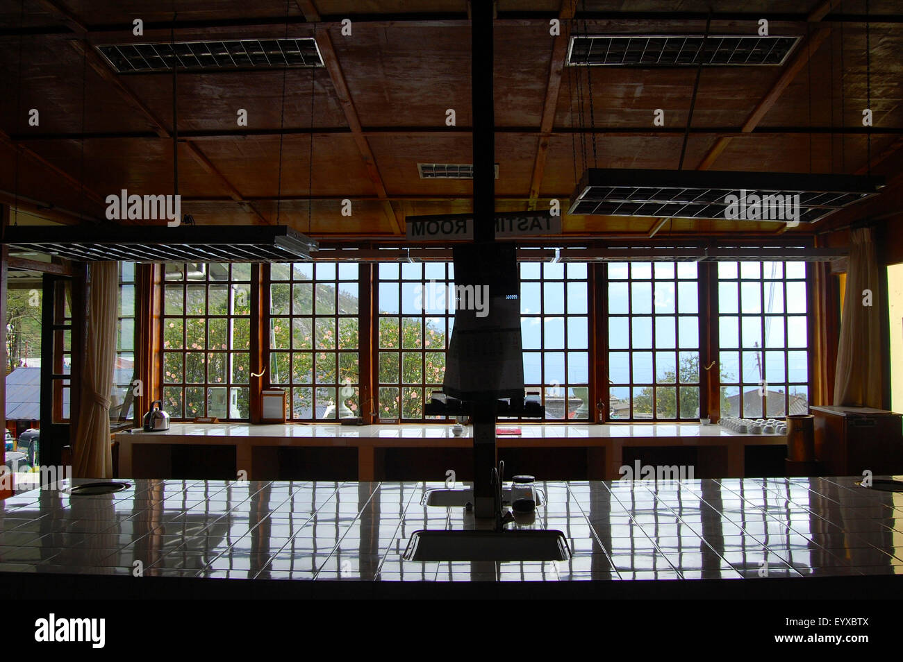 Intérieur de l'usine de thé de Dambatenne à Haputale, Sri Lanka Banque D'Images