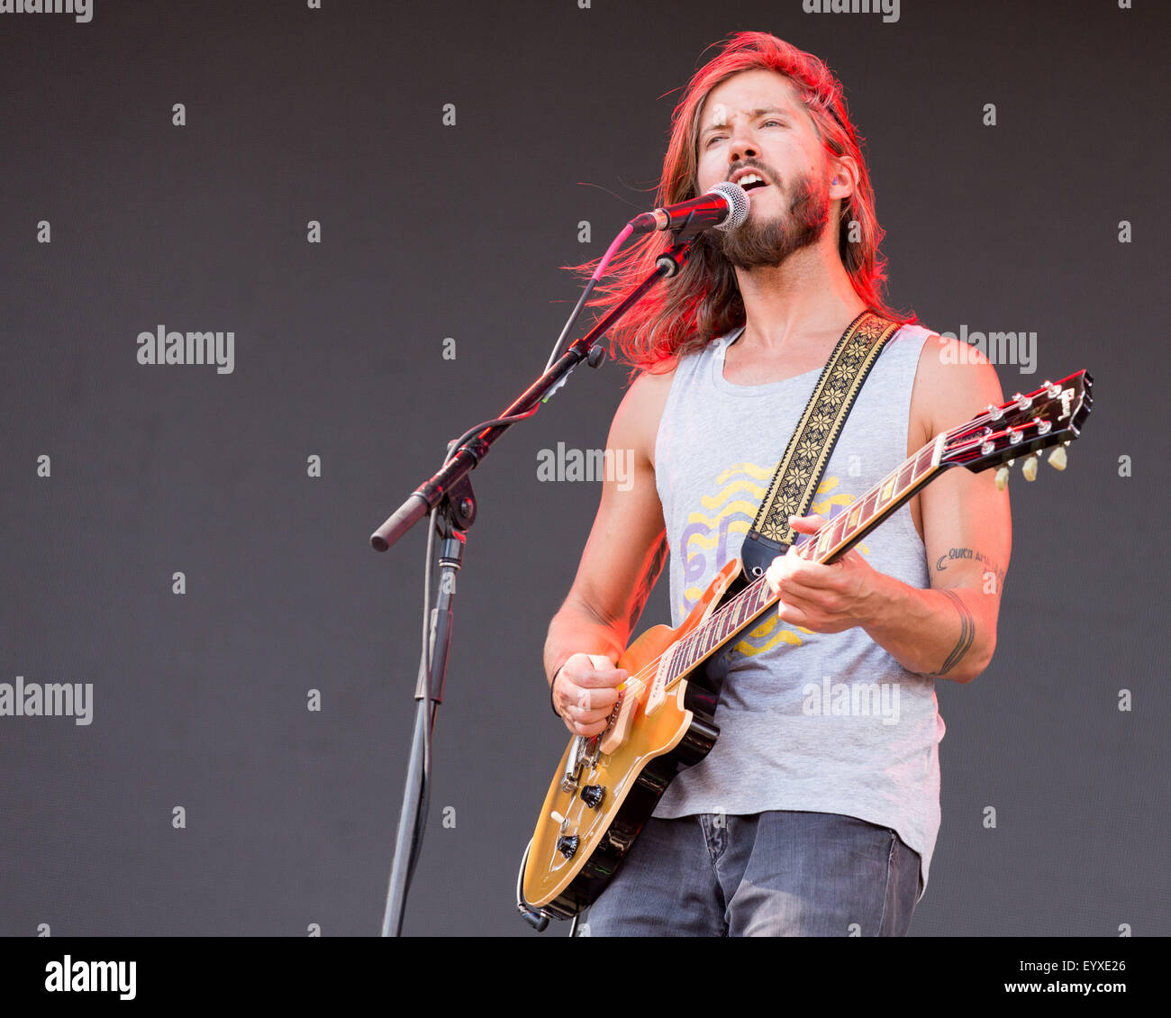 Chicago, Illinois, USA. 2 Août, 2015. Musicien TREVOR TERNDRUP de Lune Taxi effectue vivre dans le Grant Park music festival Lollapalooza à Chicago, l'Illinois © Daniel DeSlover/ZUMA/Alamy Fil Live News Banque D'Images