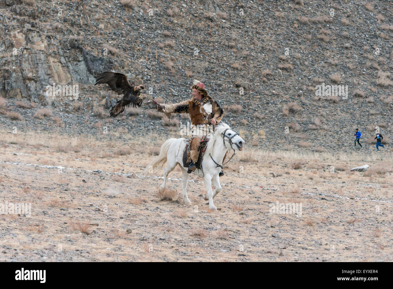 Le leurre, eagle Eagle Festival, Olgii, l'ouest de la Mongolie Banque D'Images