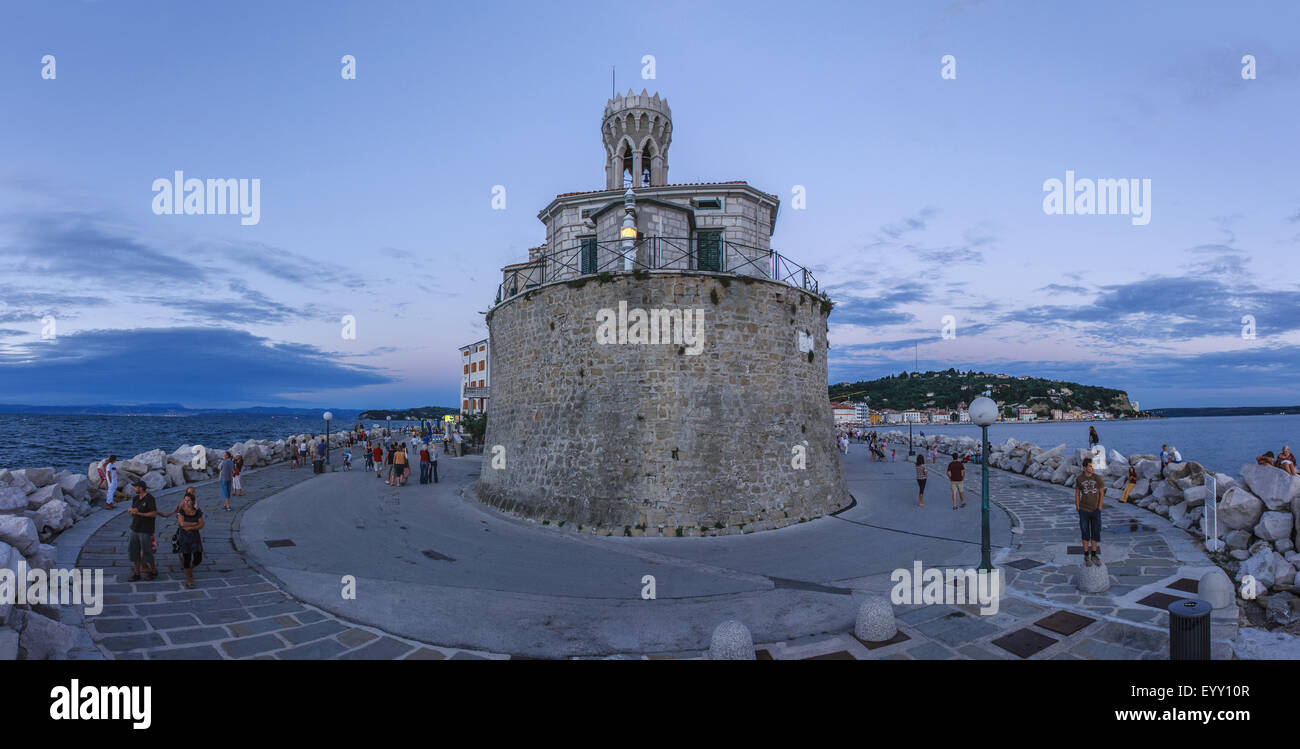 Phare, Piran, littoral slovène, Istrie, Slovénie Banque D'Images