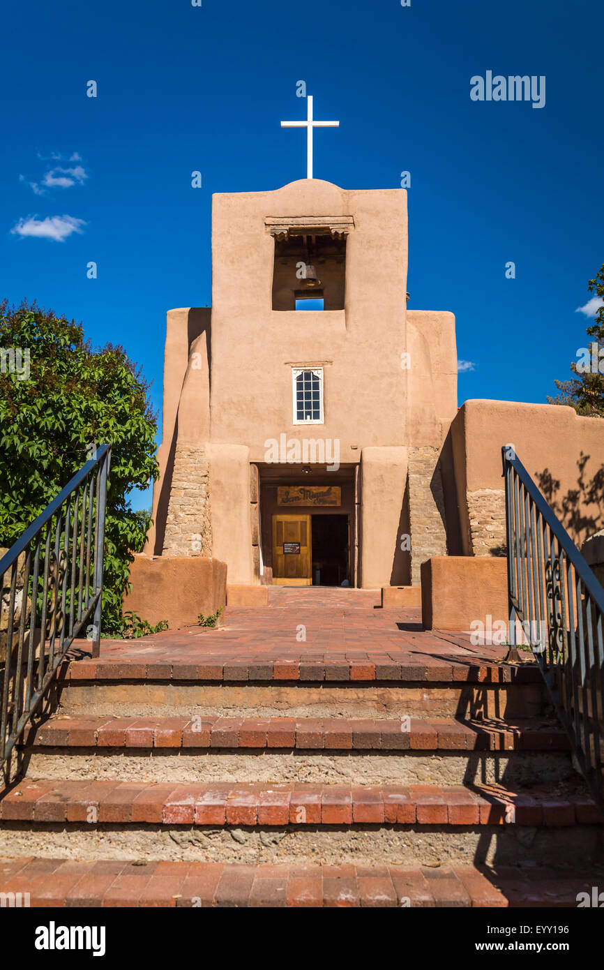 L'église San Miguel à Santa Fe, Nouveau Mexique, USA. Banque D'Images