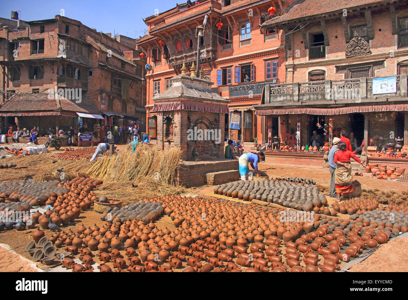 Place pottery dans la vieille ville, le Népal, Katmandou, Bhaktapur Banque D'Images