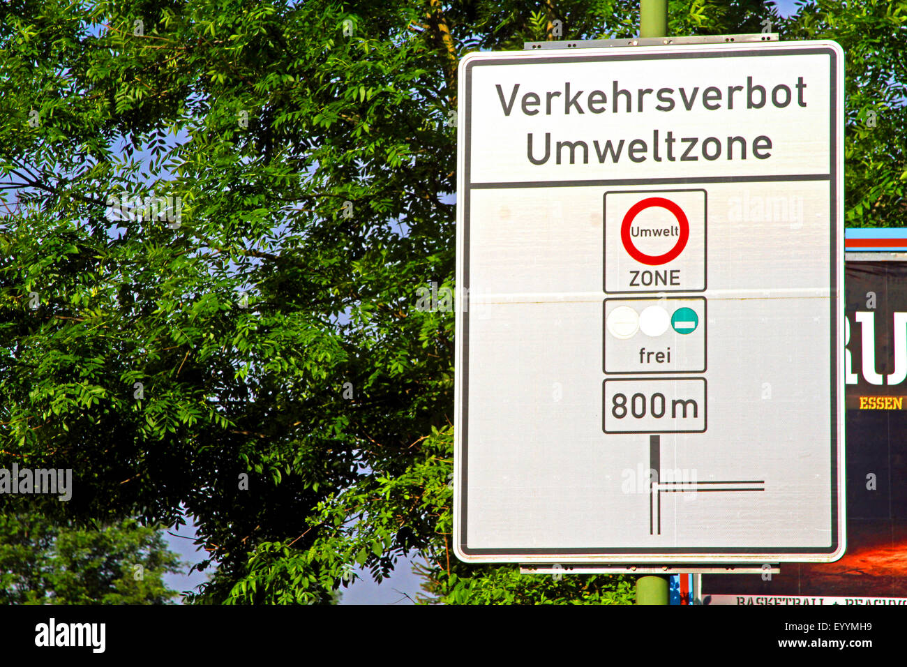 Signer le marquage d'une zone environnementale allemande, en Allemagne, en Rhénanie du Nord-Westphalie Banque D'Images