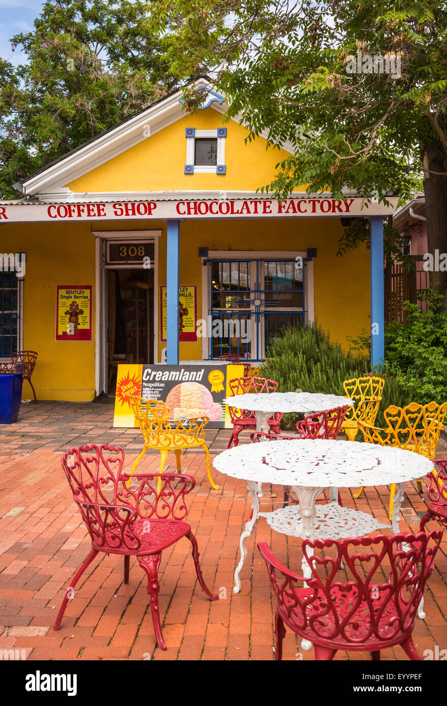 Une usine de chocolat boutique dans la vieille ville d'Albuquerque, Nouveau Mexique, USA. Banque D'Images