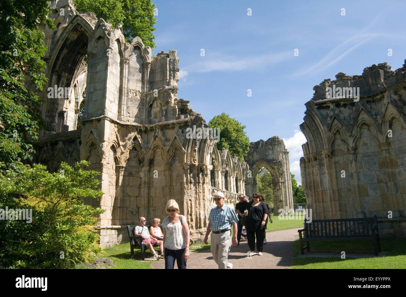 St Mary's Abbey musée jardins à York uk ruins park public Banque D'Images