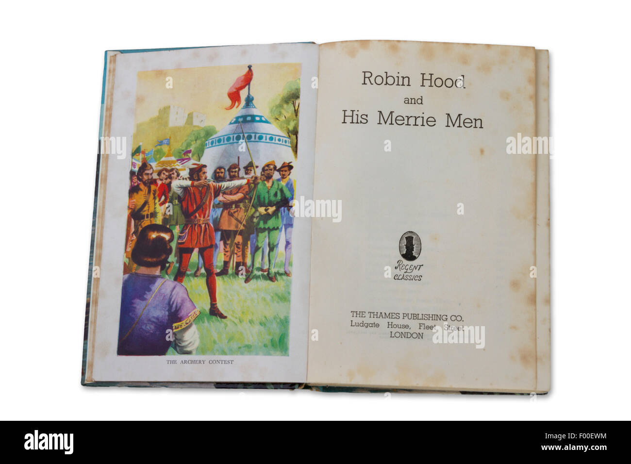 Livre intitulé "Robin des Bois et son Merrie Men', publié dans les années 1950 par la Société d'édition Thames Banque D'Images