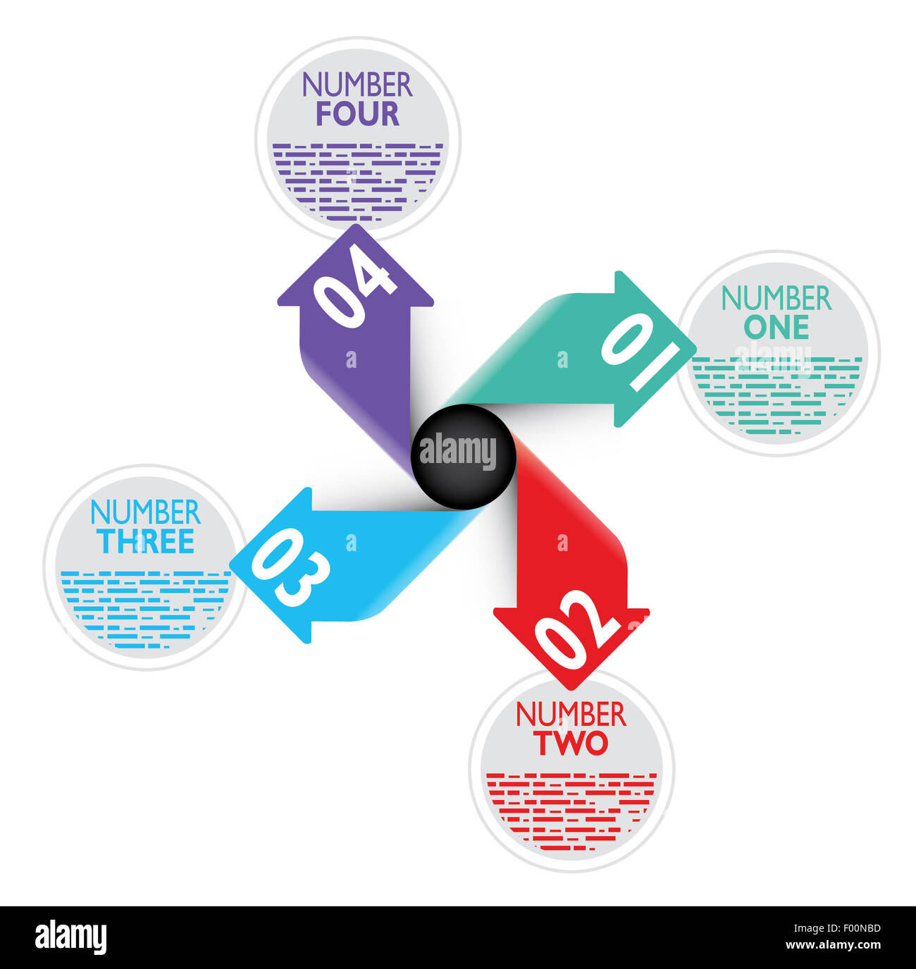 Exemples de numéros infographie flèches colorées colliers Banque D'Images