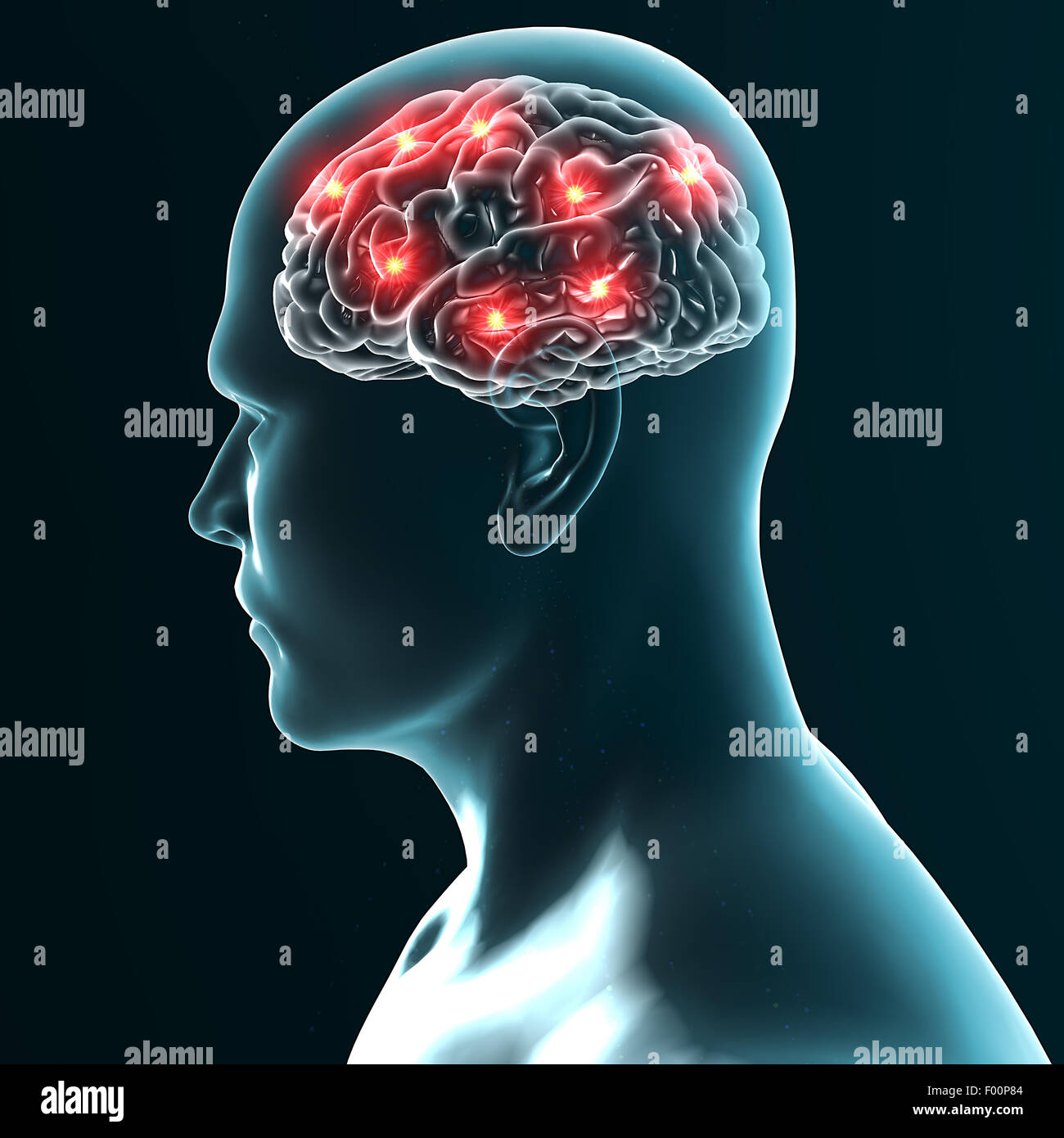 Synapse les neurones du cerveau 3d Banque D'Images