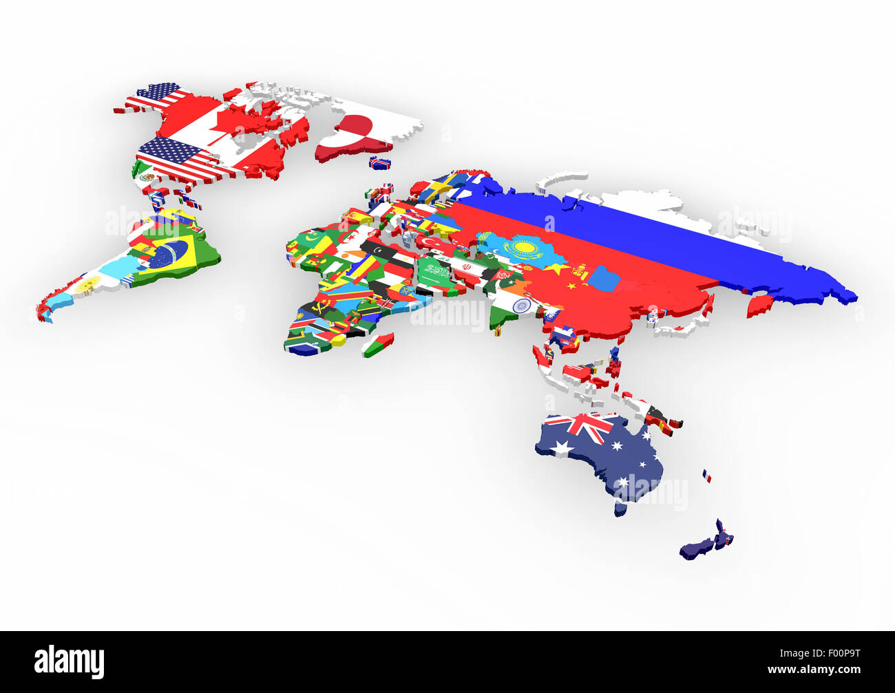 Carte politique du monde avec les drapeaux des pays Banque D'Images