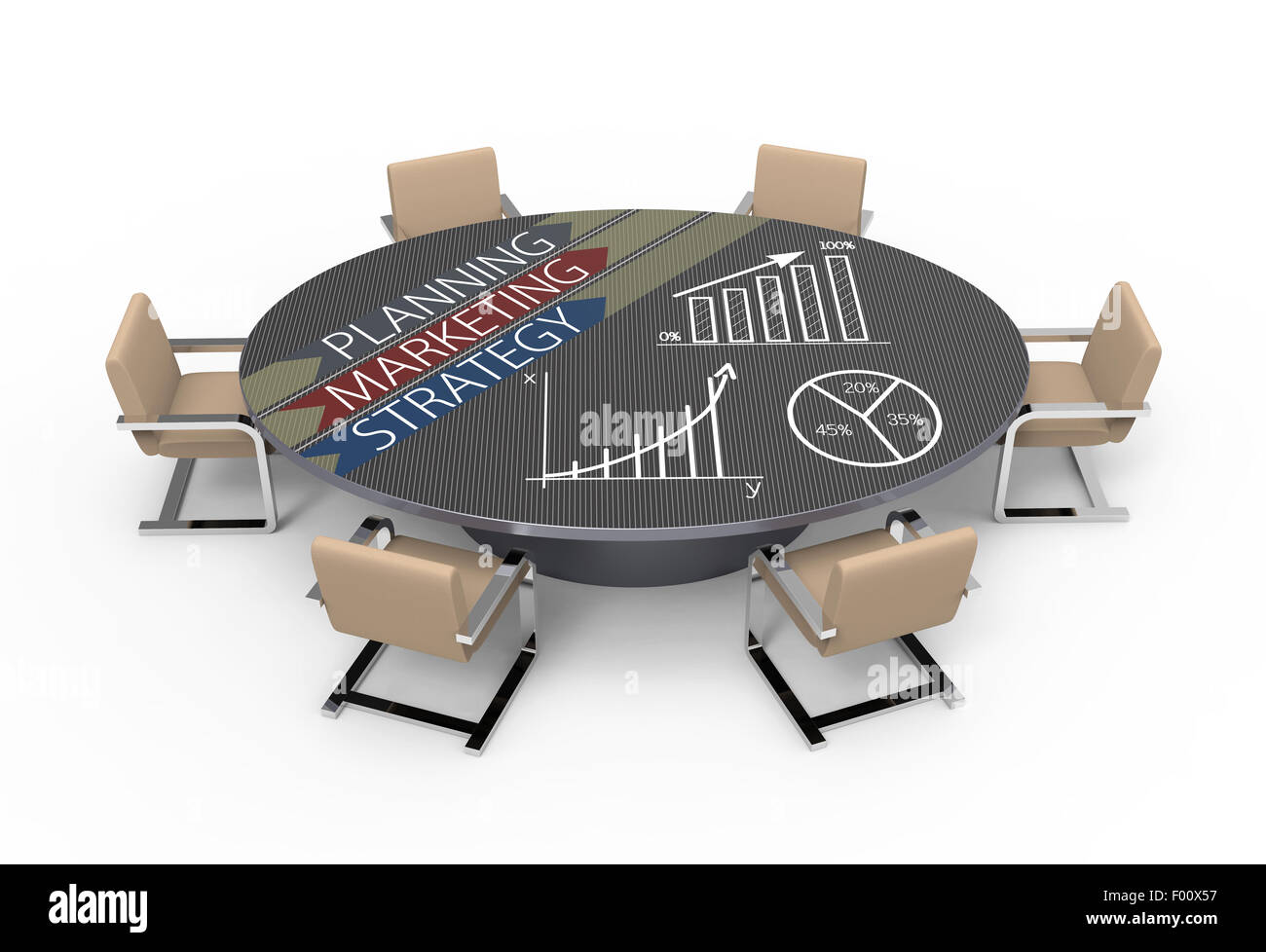 Table ovale avec concept de planification stratégique Banque D'Images