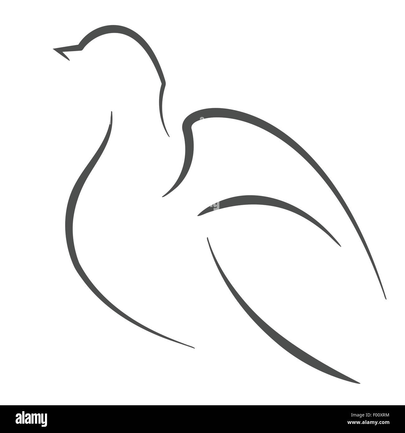 Oiseau colombe contour. Symbole vecteur illustration. Illustration de Vecteur