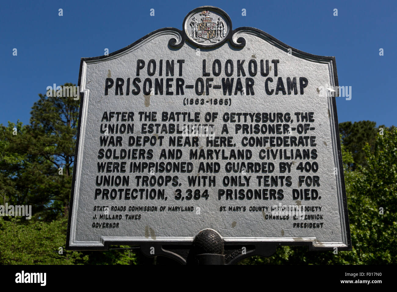 Point Lookout, Maryland, USA. La guerre civile du mémorial du camp de prisonnier de guerre. Banque D'Images