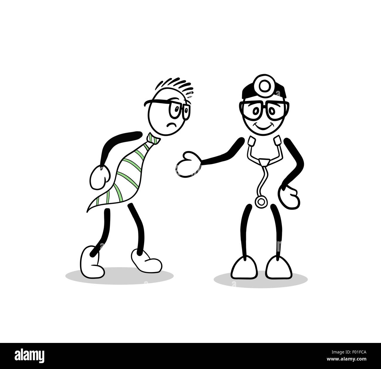 Cute cartoon généré numériquement malade va médecin Illustration de Vecteur