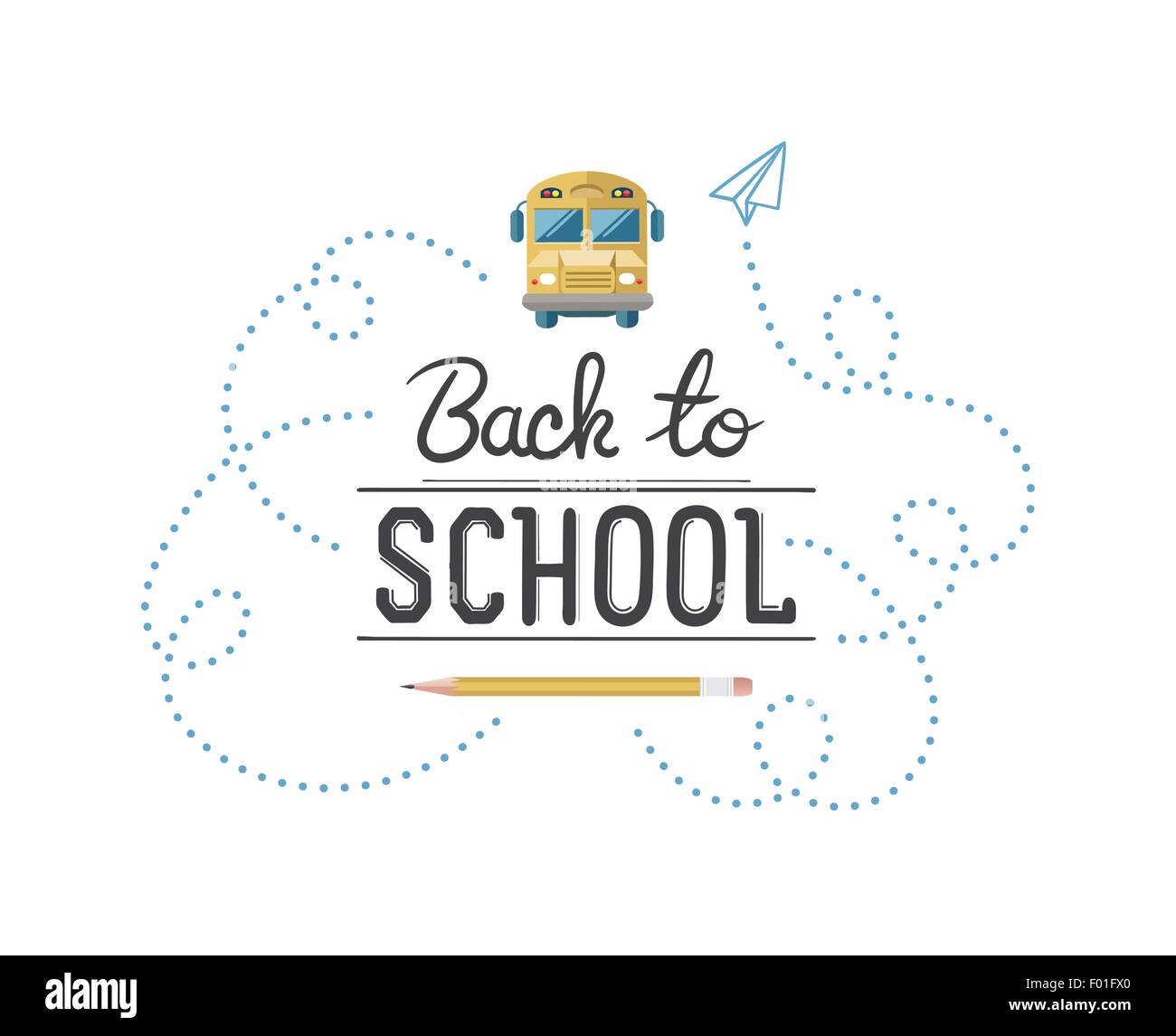 Message retour à l'école entouré par des icônes vector against white background Illustration de Vecteur
