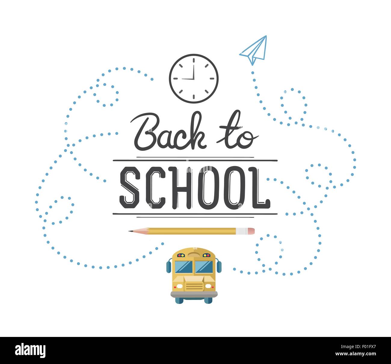 Message retour à l'école avec des icônes d'éducation contre le vecteur fond blanc Illustration de Vecteur