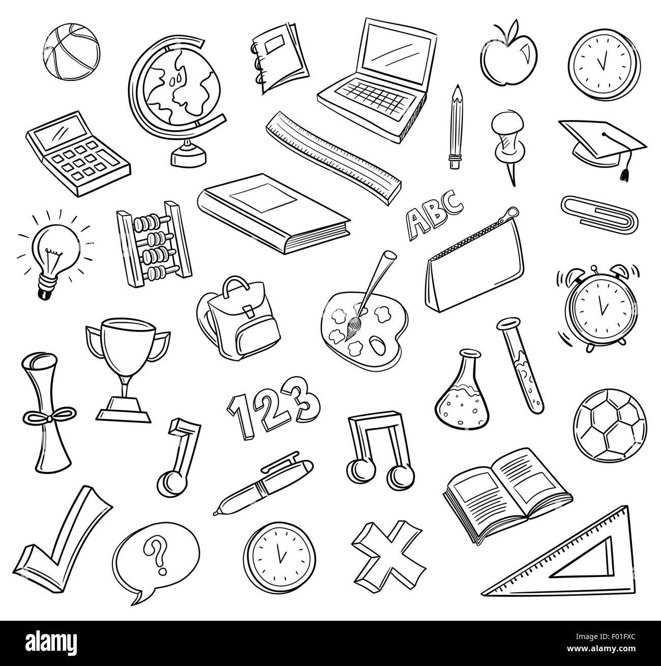 L'éducation à la main icons vector against white background Illustration de Vecteur