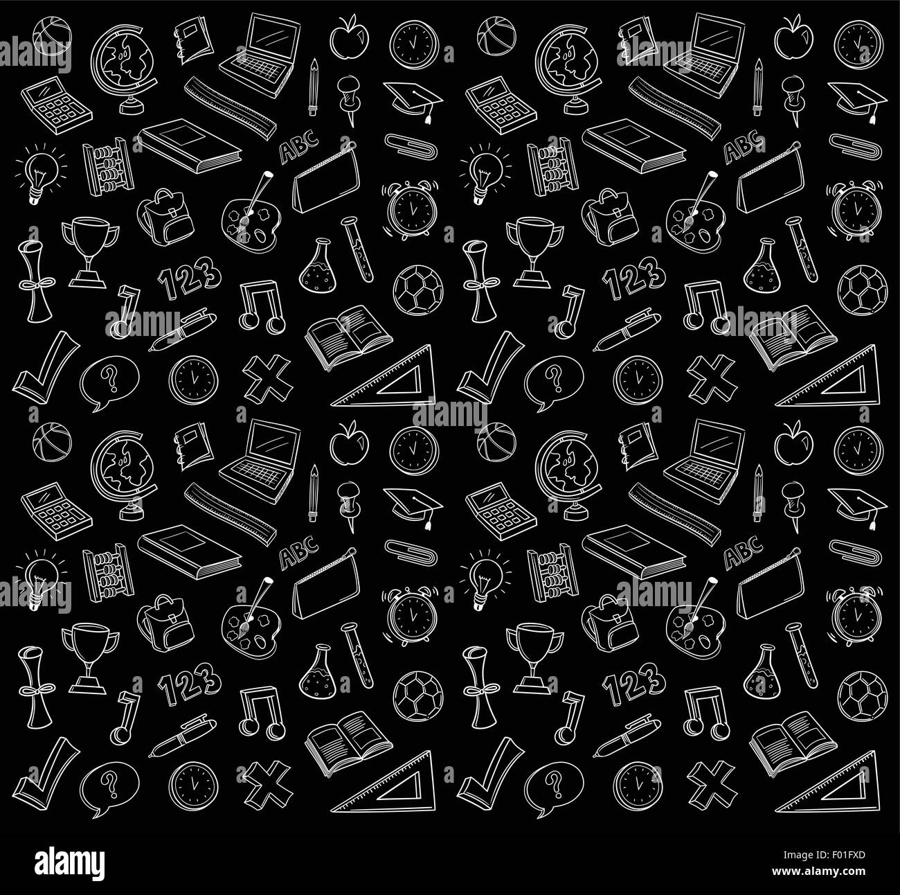 L'éducation à la main icons vector sur fond noir Illustration de Vecteur