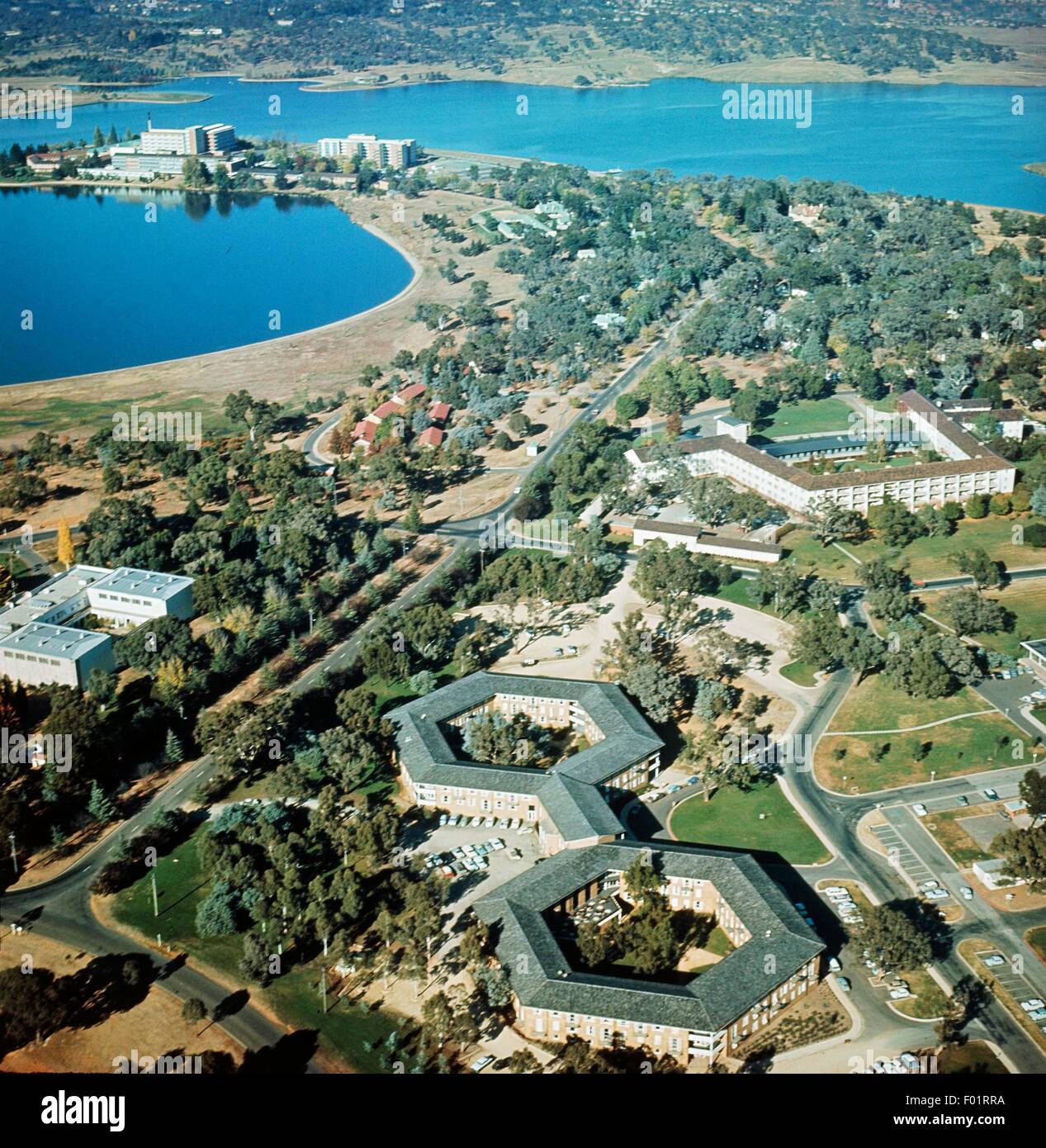 Vue aérienne de l'Université nationale - Canberra, Australie Banque D'Images