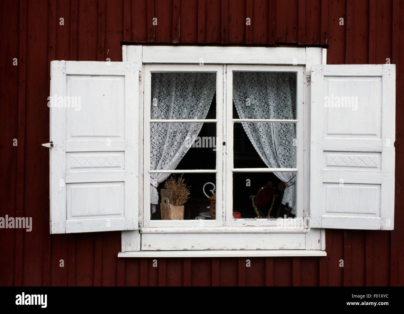 La fenêtre de la chambre à Lulea, en Suède. Banque D'Images