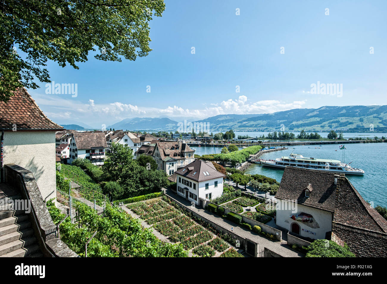 Rapperswil au lac de Zurich. Banque D'Images