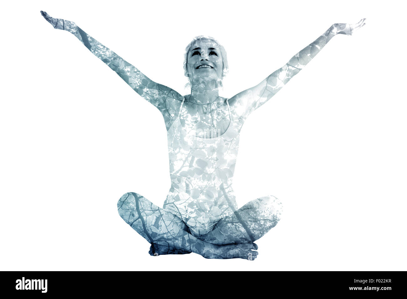 Image composite de tonique young woman with arms outstretched Banque D'Images