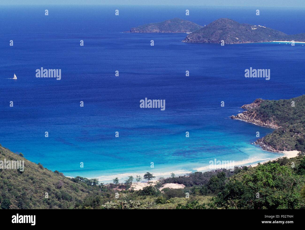 Plage, l'île de Tortola, British Virgin Islands, territoire britannique d'outre-mer, Royaume-Uni. Banque D'Images