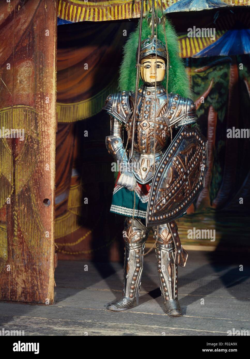 Marionnettes siciliennes, le Paladin Orlando, le théâtre de marionnettes marionnette, Sicile, Italie, l'opéra des marionnettes (UNESCO Chefs-d'oeuvre du patrimoine oral et immatériel de l'humanité, 2001). Banque D'Images