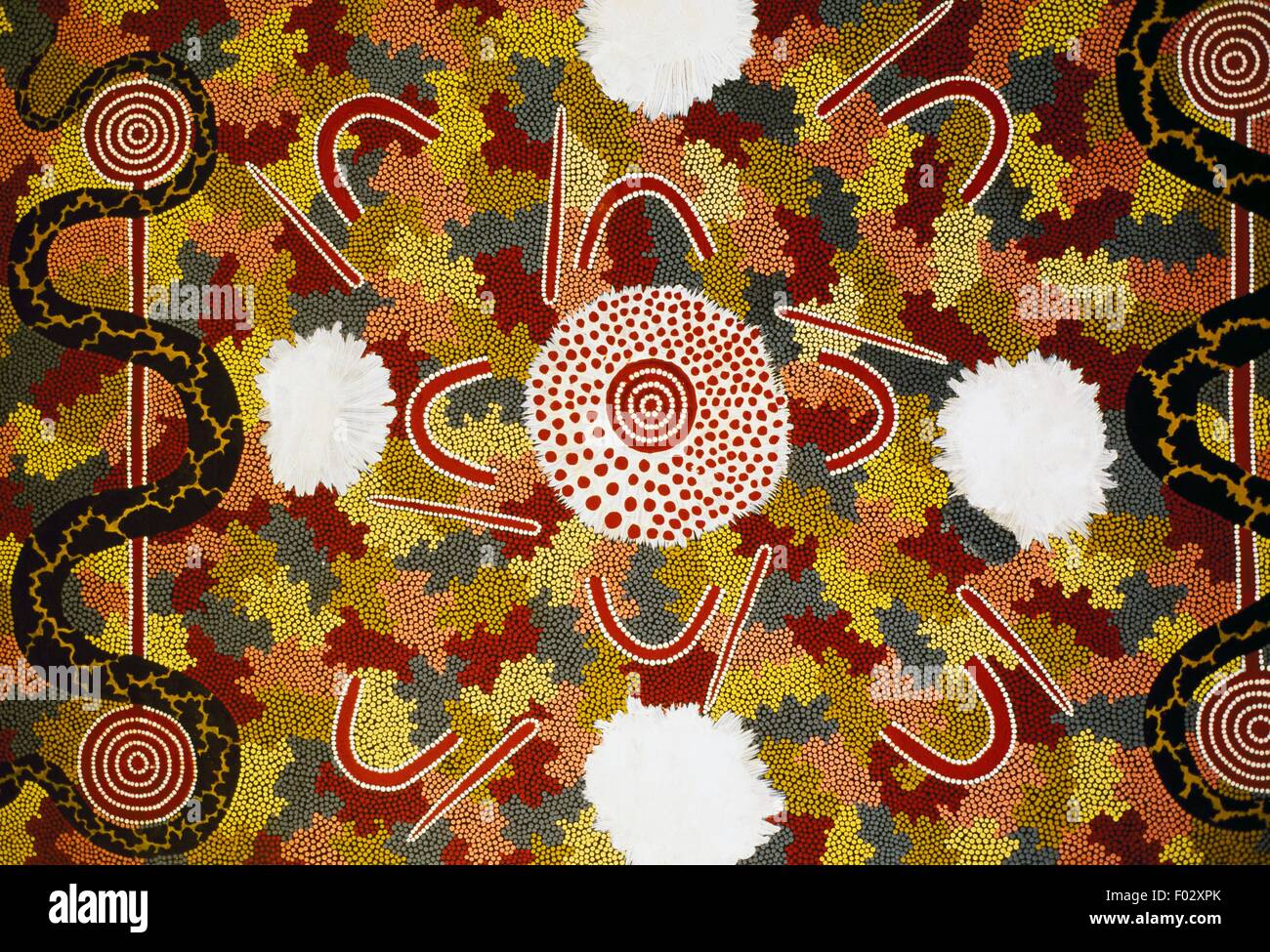 Peintures aborigènes, le Parc National d'Uluru-Kata Tjuta (Liste du patrimoine mondial de l'UNESCO, 1987), le Territoire du Nord, Australie. Banque D'Images