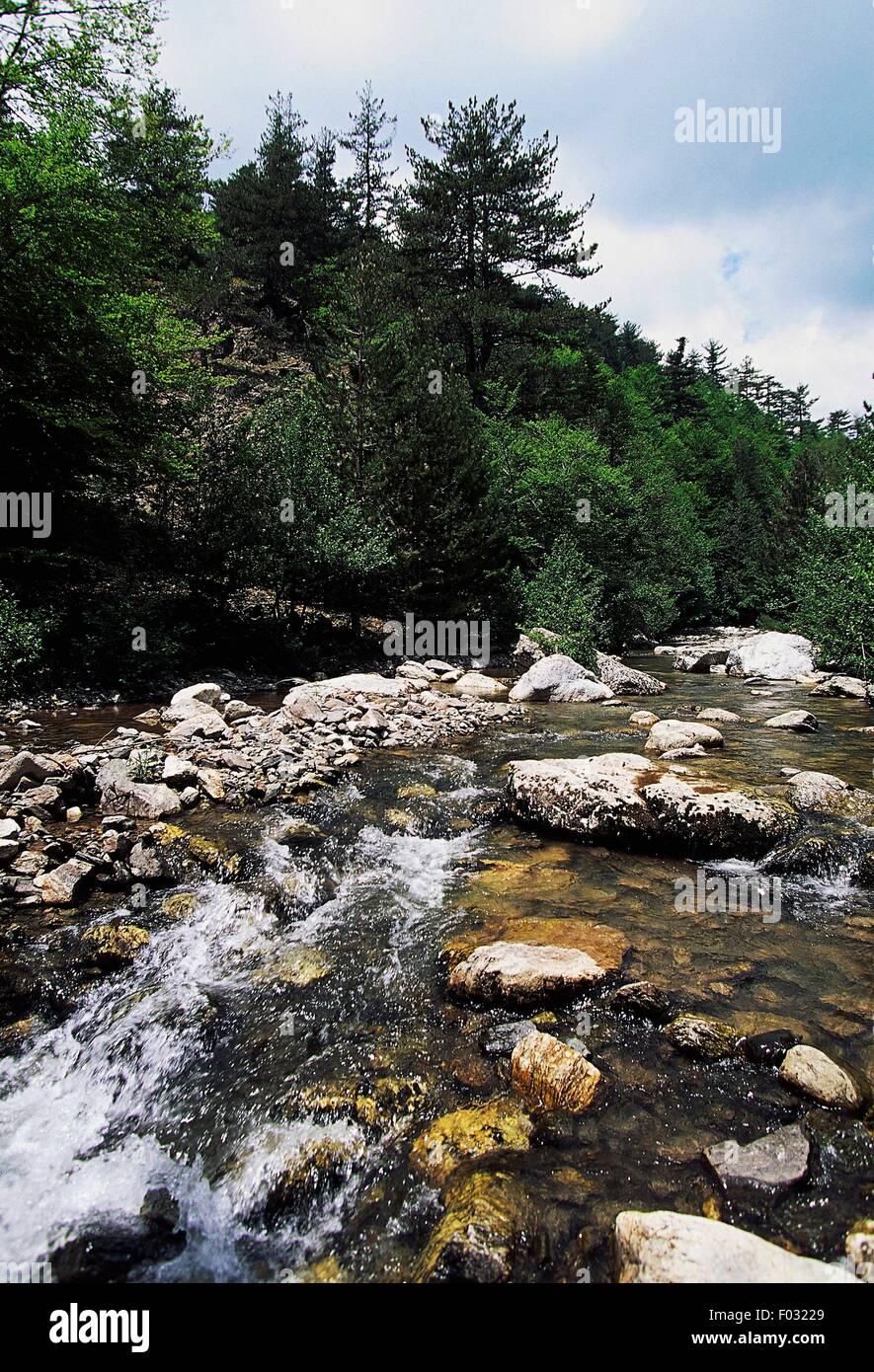 Amendolea River, le Parc National de l'Aspromonte, en Calabre, Italie. Banque D'Images