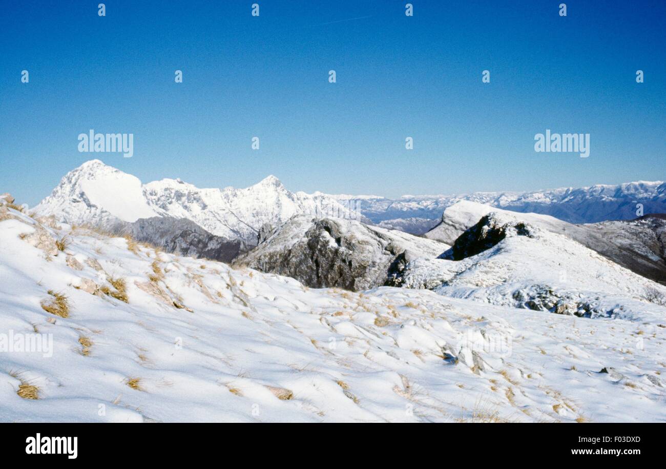 Alpes Apuanes, Parc Régional des Alpes Apuanes, Toscane, Italie. Banque D'Images