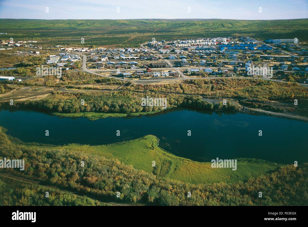 Vue aérienne d'Inuvik, Territoires du Nord-Ouest, Canada Banque D'Images