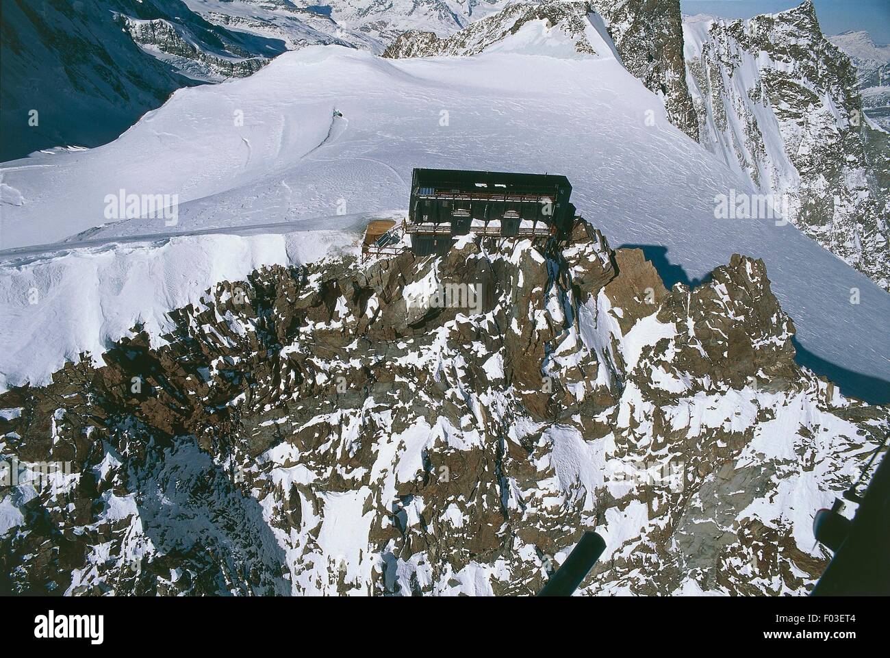 Italie - Piémont - Alpes Pennines - Grindelwald - massif du Monte Rosa. Regina Margherita Hut sur Punta Gnifetti (ou Signalkuppe). Banque D'Images
