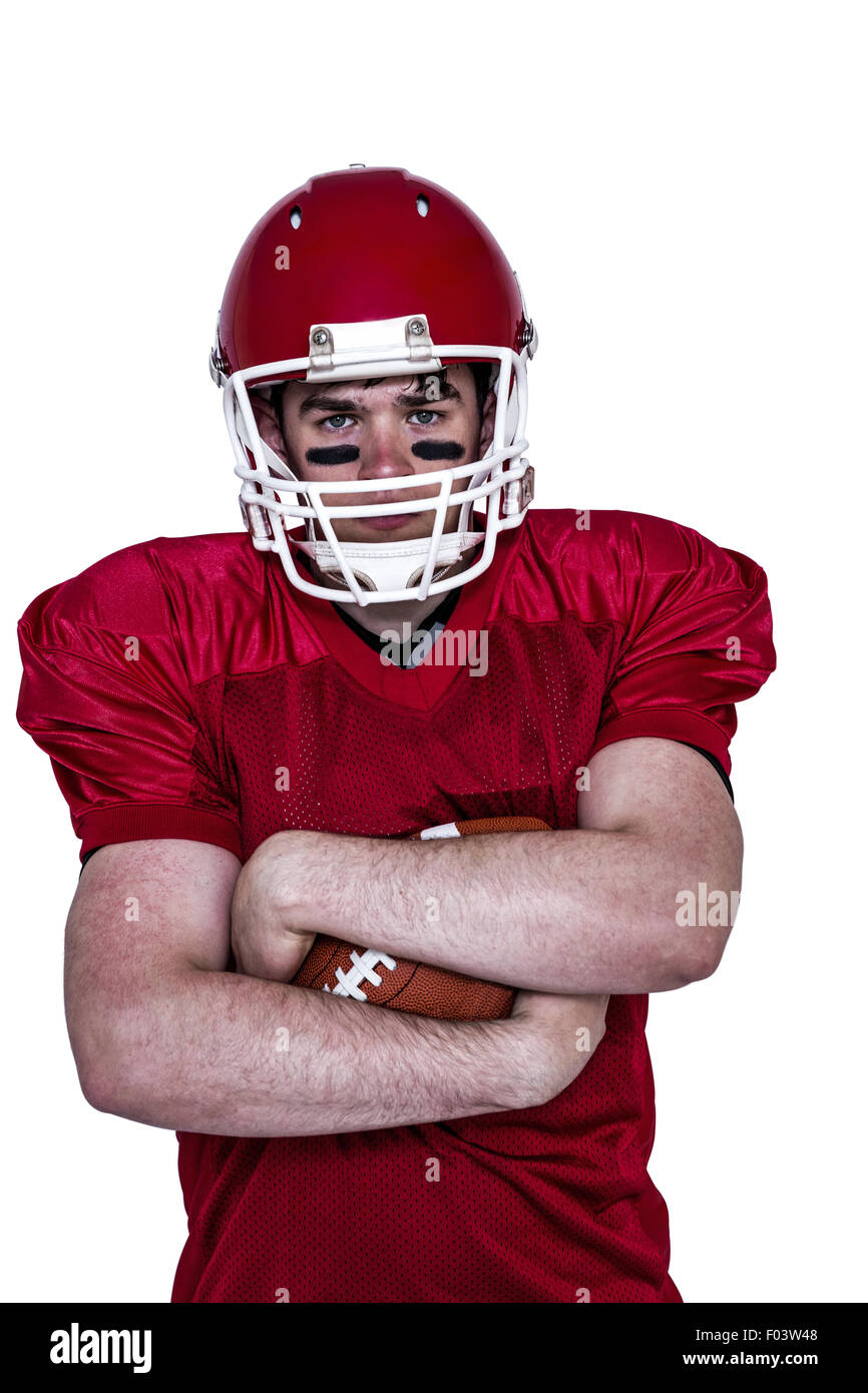 American football player with arms crossed Banque D'Images