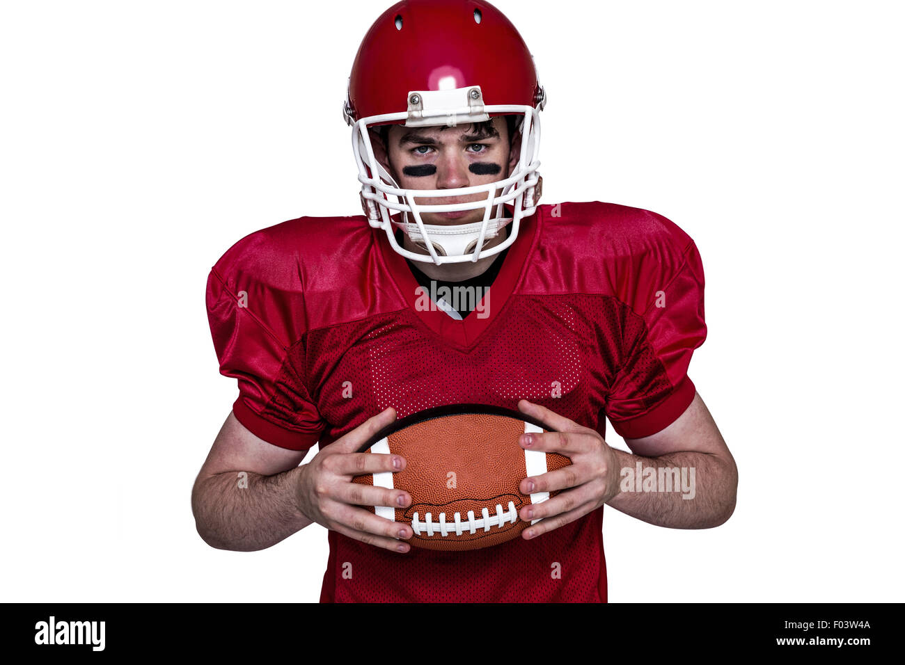 American football player holding a ball Banque D'Images