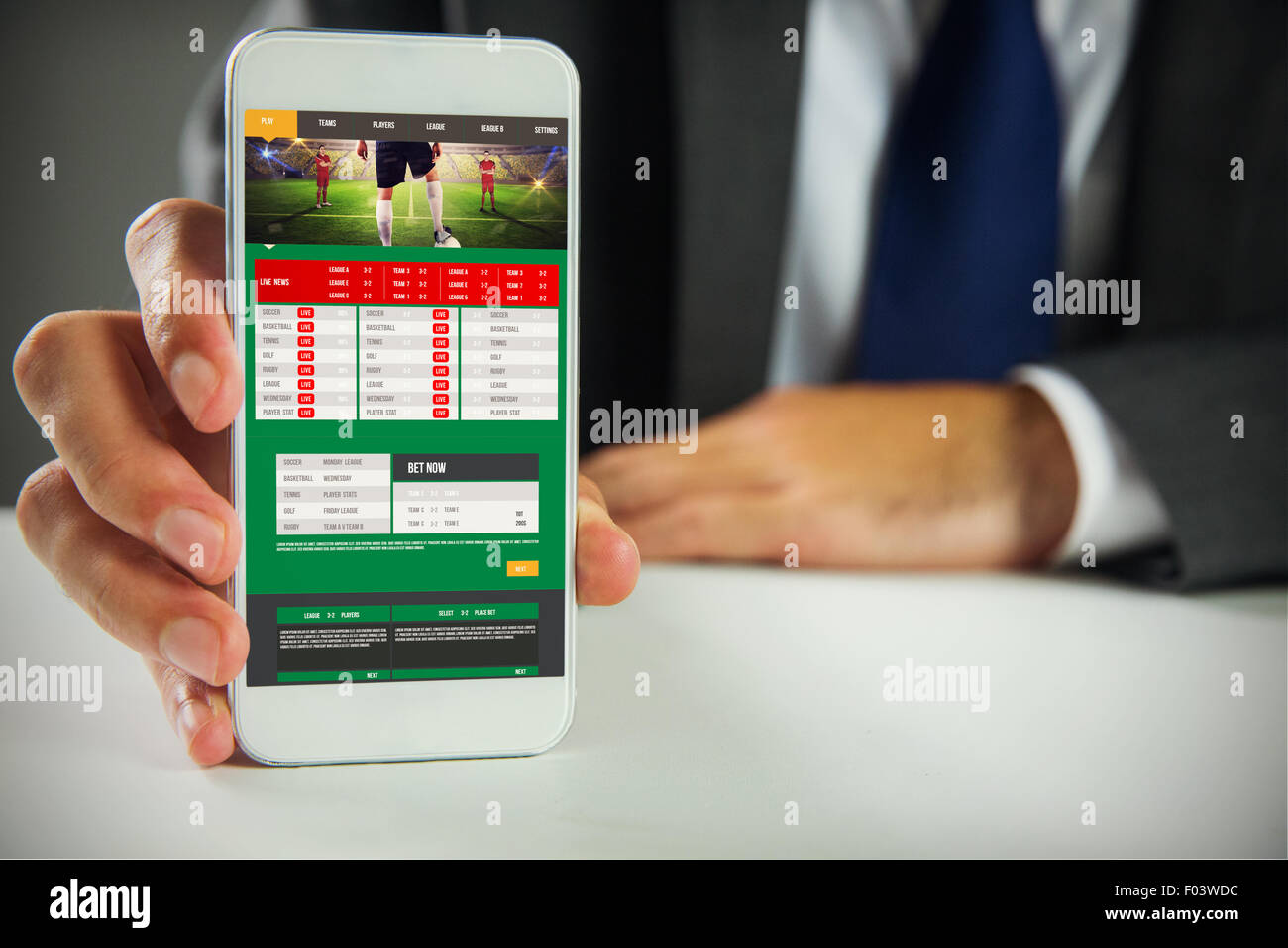Composite image of businessman using smartphone Banque D'Images
