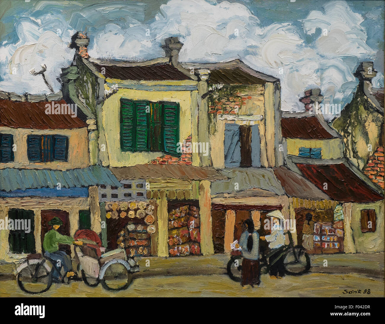 Scène de rue par un artiste vietnamien, Musée d'Art, Saigon, Vietnam. Banque D'Images