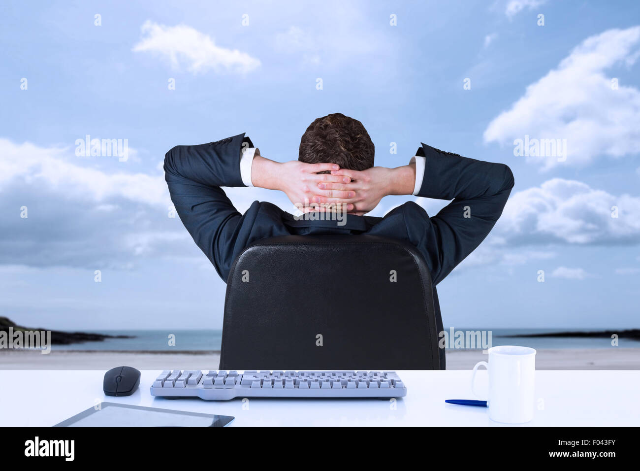 Image composite de businessman sitting in swivel chair Banque D'Images