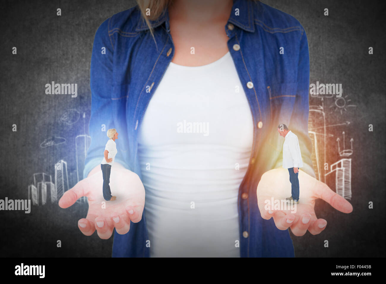 Image composite du couple plus âgé en colère les uns avec les autres Banque D'Images