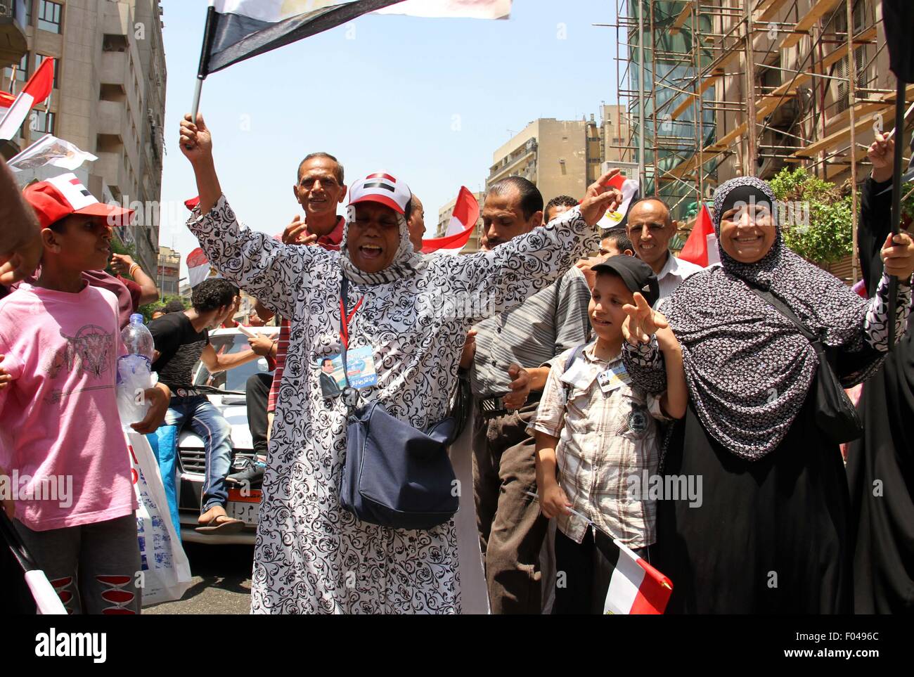 Le Caire, Égypte. 6e août, 2015. Egyptiens célébrer l'inauguration du nouveau canal de Suez dans le centre du Caire, en Égypte, le 6 août 2015. Credit : Ahmed Gomaa/Xinhua/Alamy Live News Banque D'Images