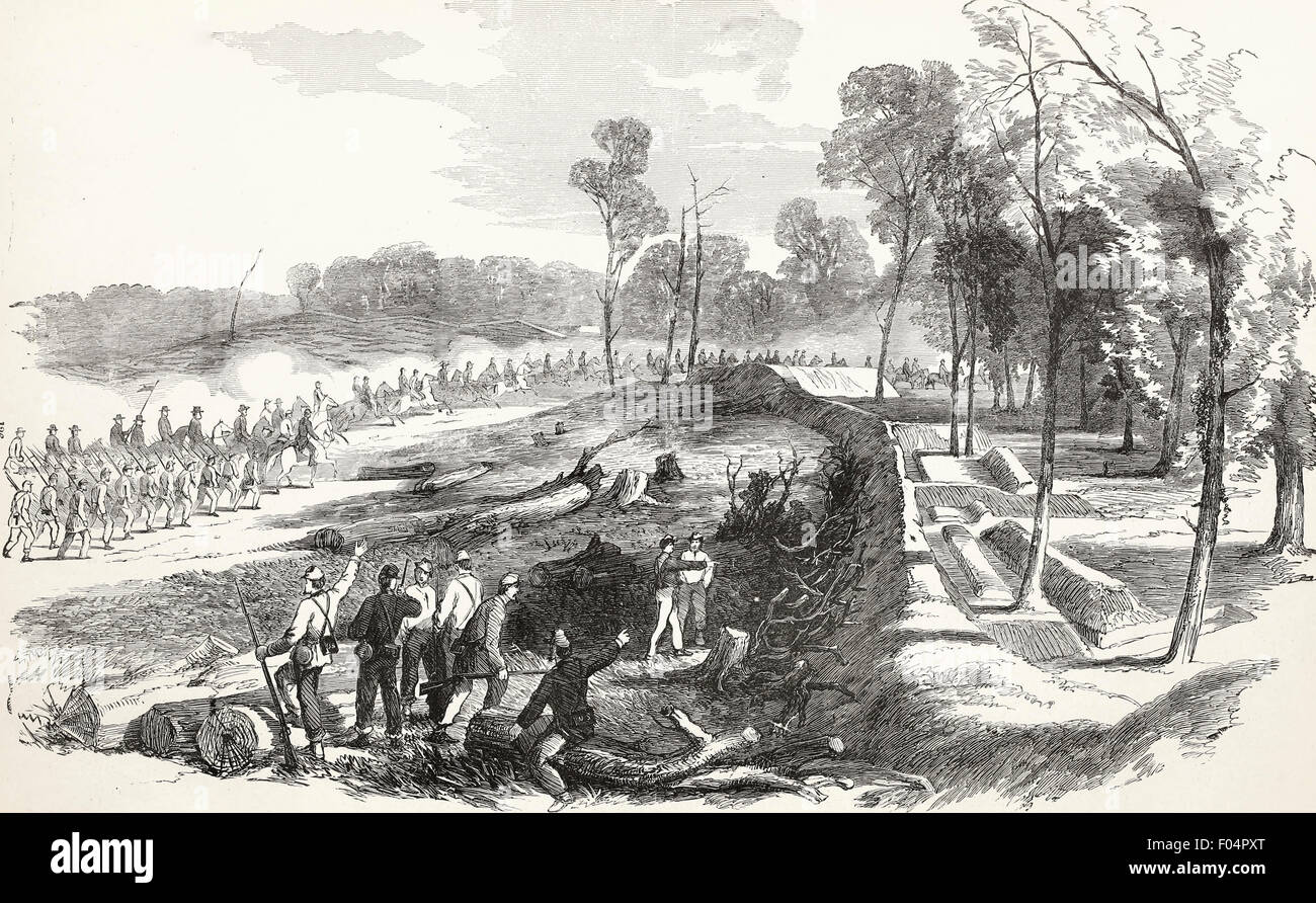 Évacuation de Corinth, Mississippi - Fortifications confédérées, à partir de l'angle du nord, à la poursuite de sud, les Confédérés sous le général Smith, guerre civile USA Banque D'Images