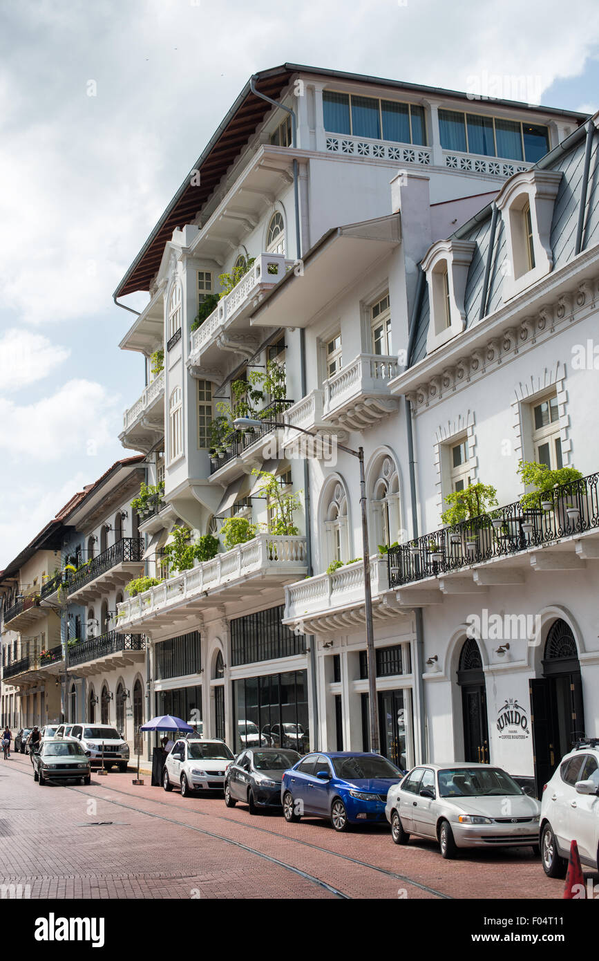 La ville de Panama, Panama--l'American Trade Hotel est un boutique hôtel de luxe au coeur de la Casco Viejo de coeur historique de la ville de Panama. Banque D'Images