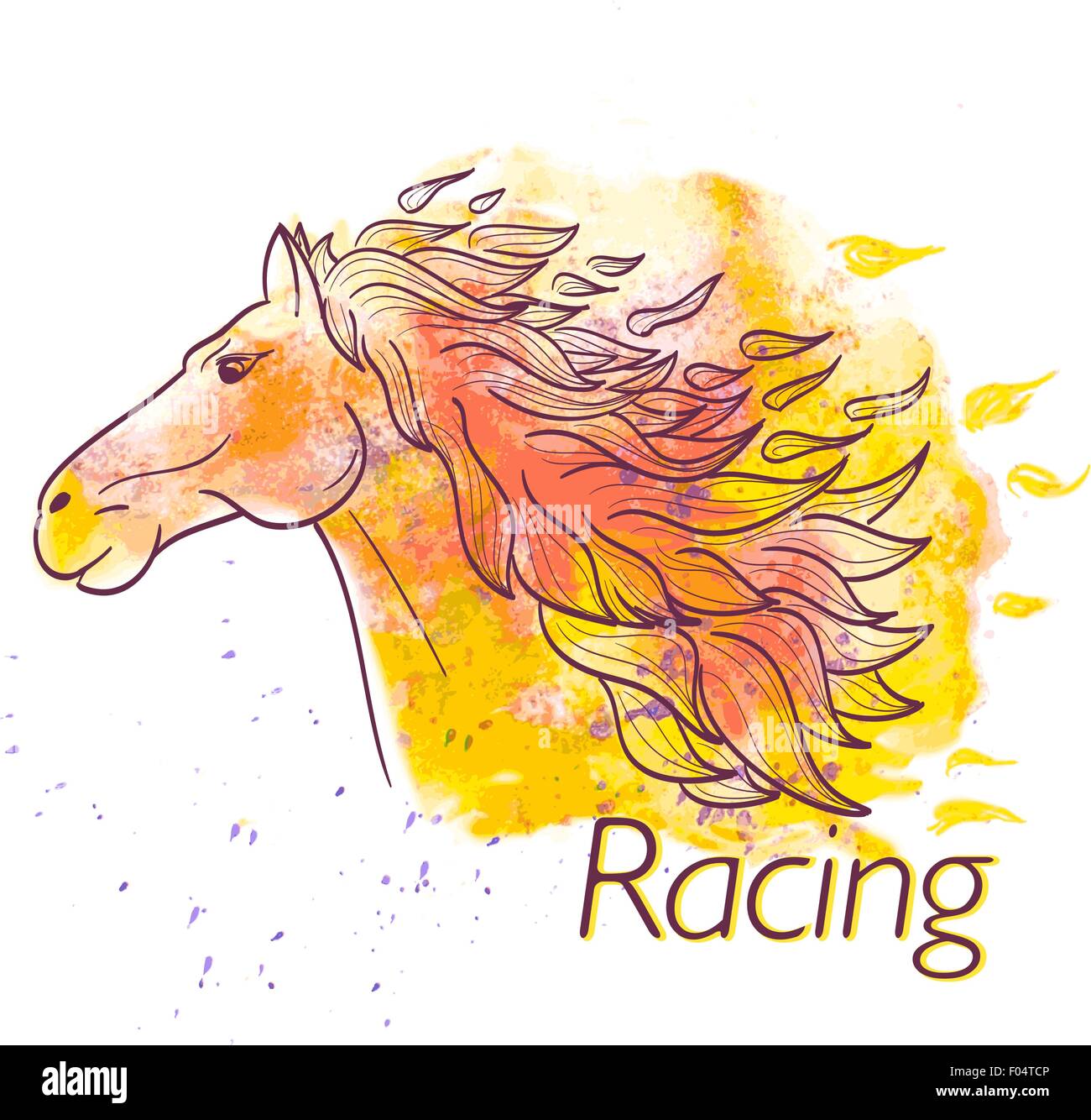 Les courses de chevaux symbole aquarelle Illustration de Vecteur