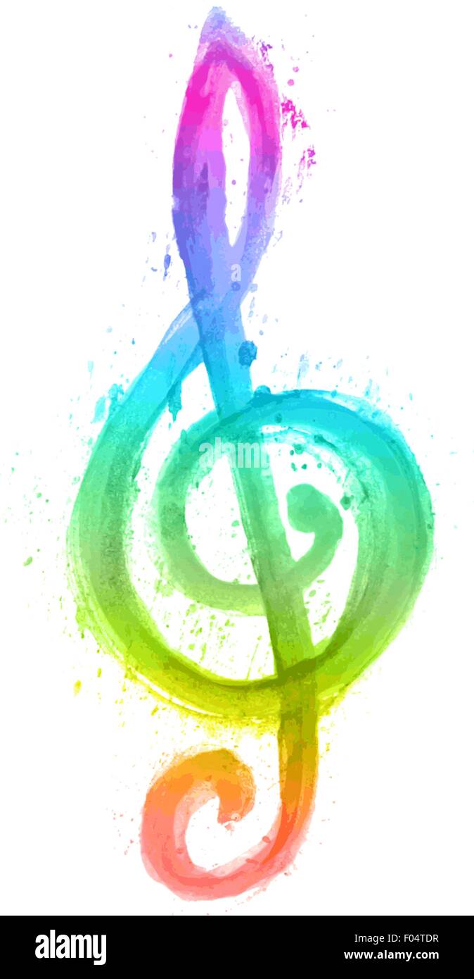 Arc-en-ciel aquarelle clef g on white Illustration de Vecteur