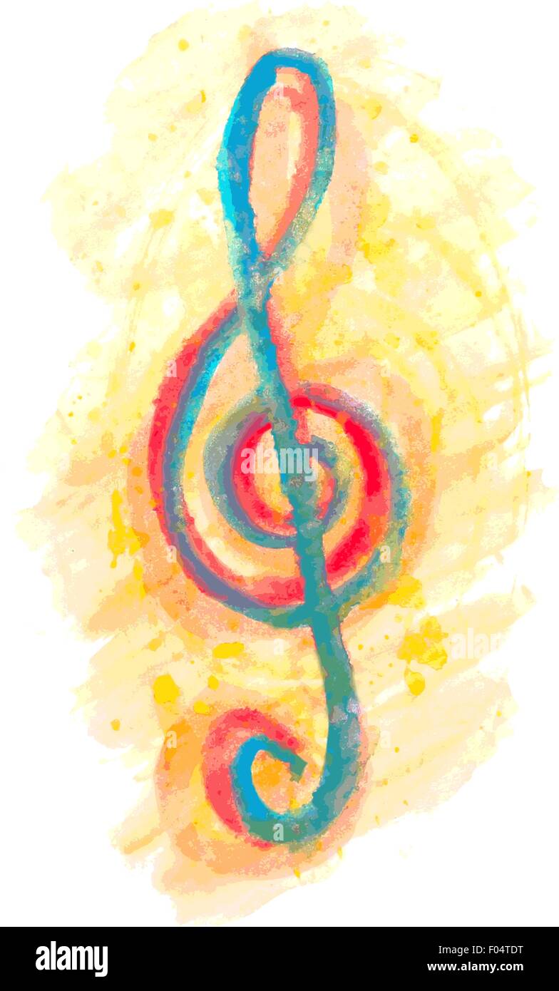 Aquarelle clef g on white Illustration de Vecteur