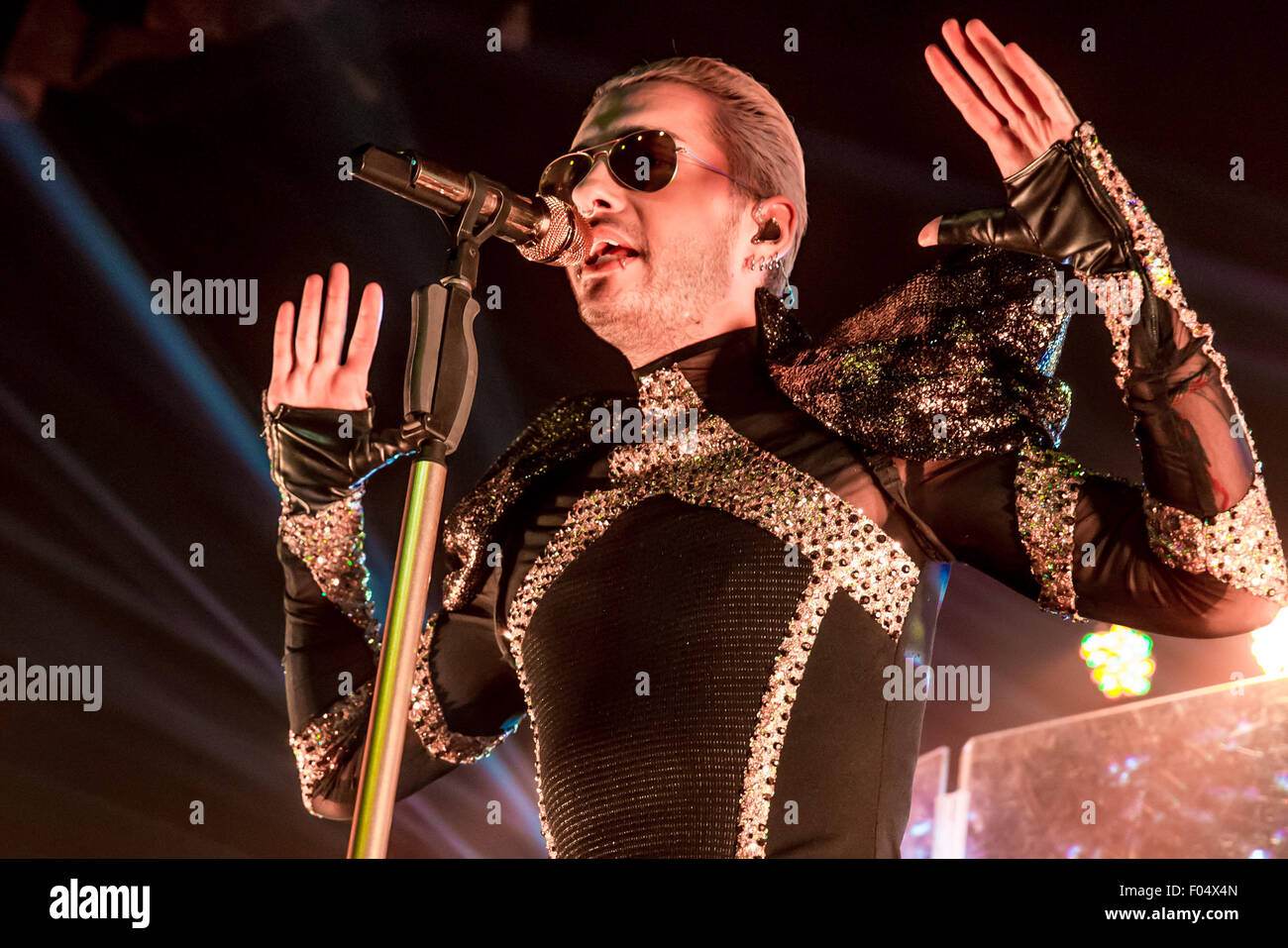 Detroit, Michigan, USA. 6e août, 2015. BILL KAULITZ de tokio hotel sur la scène le sentir tous les World Tour 2015 : Partie 2 l'expérience du Club Amérique du Nord à Saint Andrews Hall à Detroit, MI sur 6 août 2015 Crédit : Marc Nader/ZUMA/Alamy Fil Live News Banque D'Images