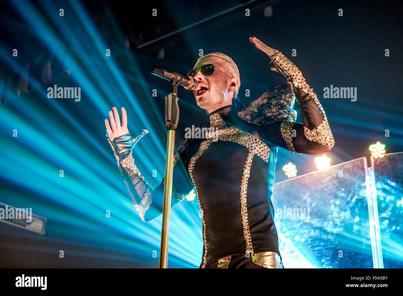 Detroit, Michigan, USA. 6e août, 2015. BILL KAULITZ de tokio hotel sur la scène le sentir tous les World Tour 2015 : Partie 2 l'expérience du Club Amérique du Nord à Saint Andrews Hall à Detroit, MI sur 6 août 2015 Crédit : Marc Nader/ZUMA/Alamy Fil Live News Banque D'Images